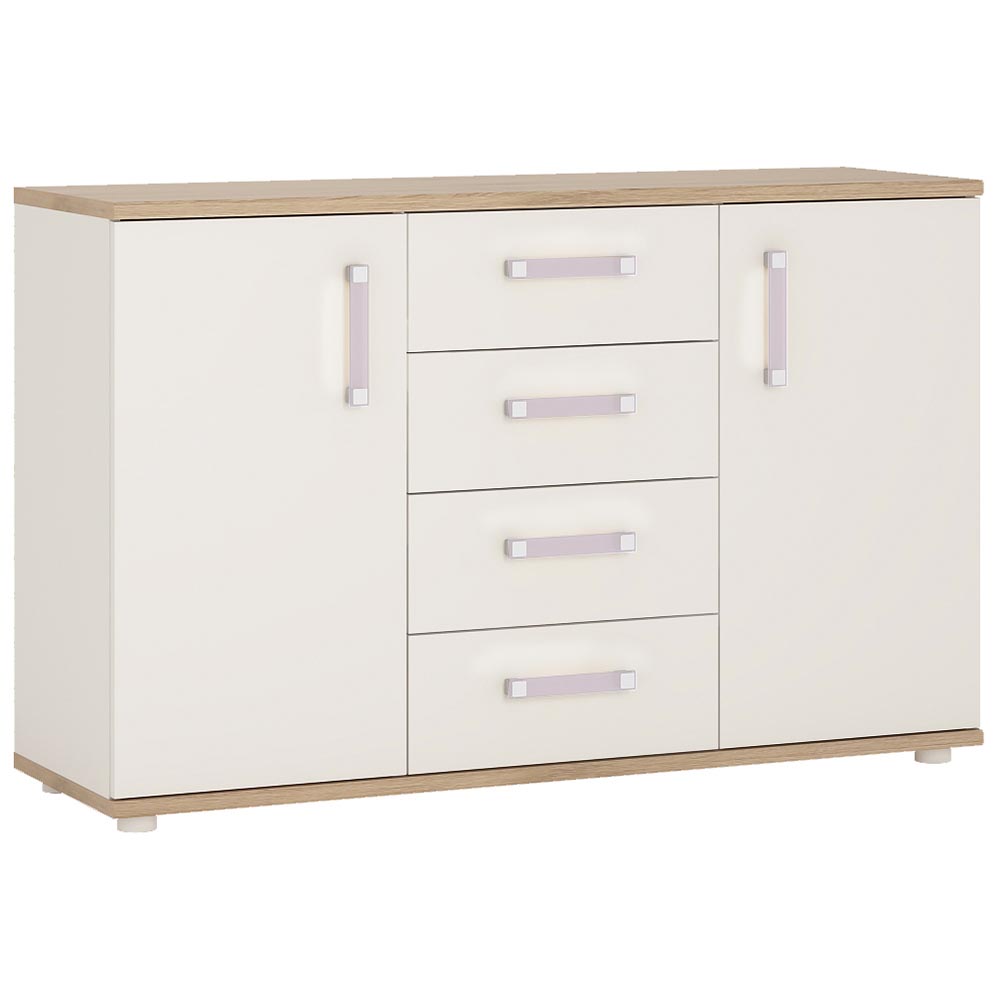 4KIDS 2 door 4 drawer sideboard lilac handles